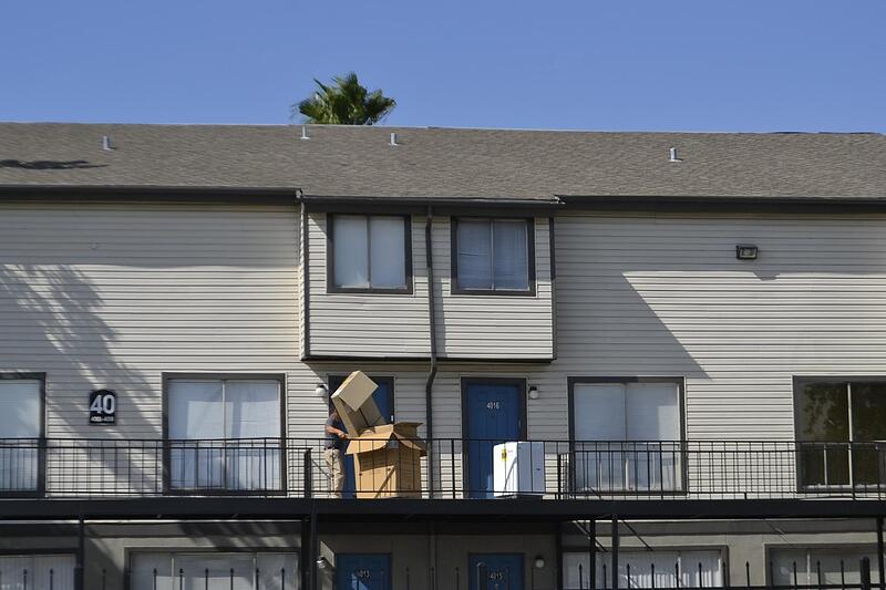 The exterior of a two-story apartment complex in the Orlando area