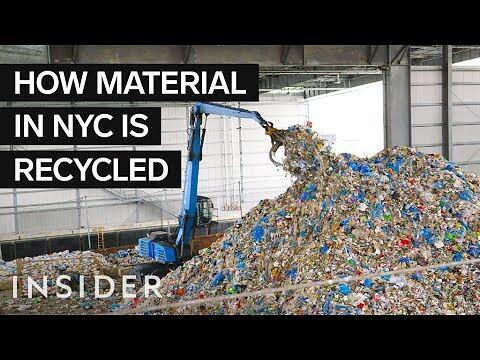 Bales of sorted material at a large recycling facility